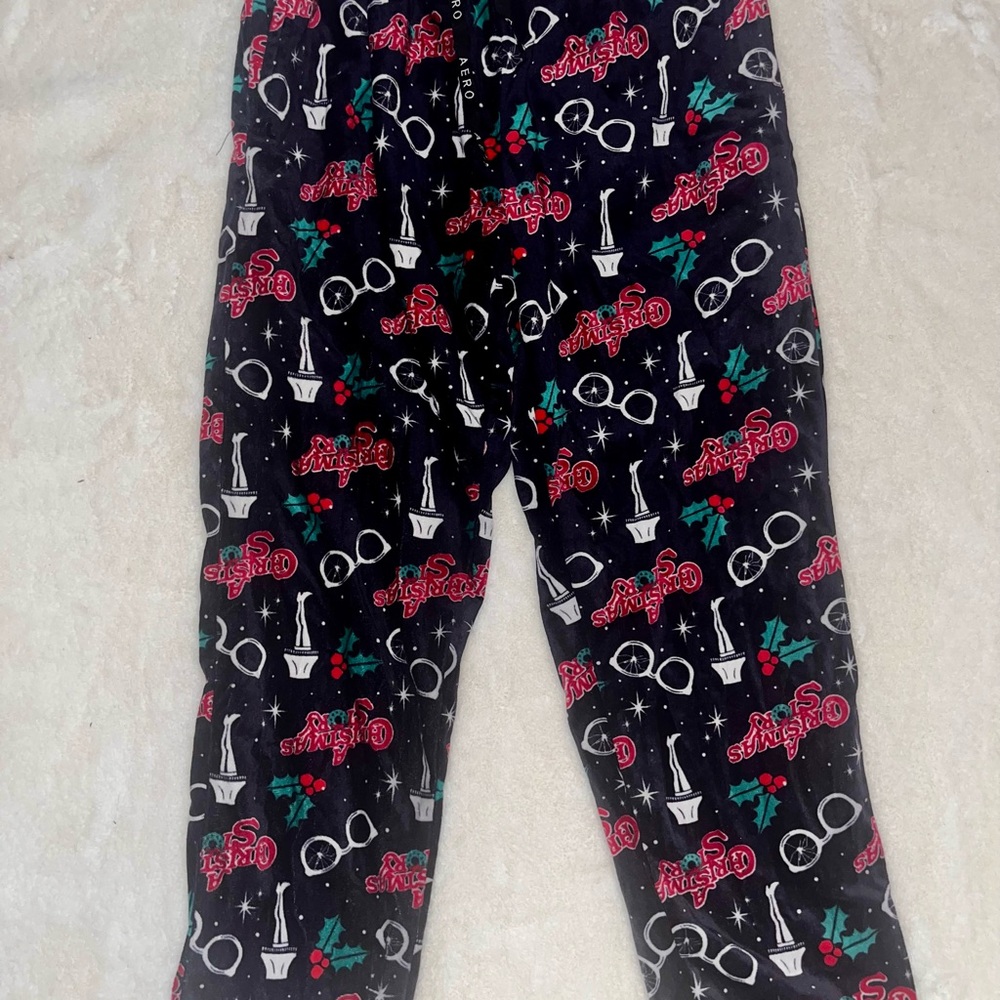 Aeropostale A Christmas Story Plush Pajama Pants - Leg Lamp & Ralphie - Small